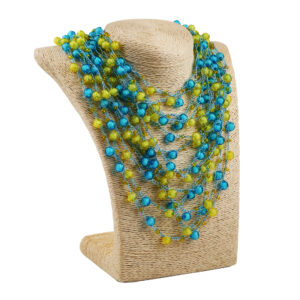 Кольє подвійне, блакитно-жовте