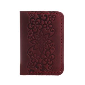 Обкладинка для документів(картхолдер) бордова "Квіти"