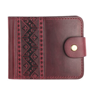 Гаманець бордовий  складений (геометрія), з тисненням