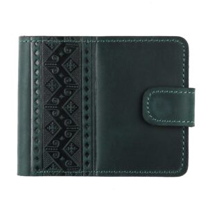 Гаманець зелений складений, з тисненням (геометрія)