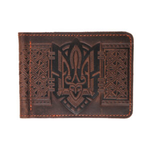 Зажим для грошей коричневий "герб"