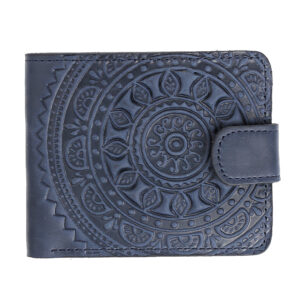 Гаманець синій  складений (сонце Карпат), з тисненням