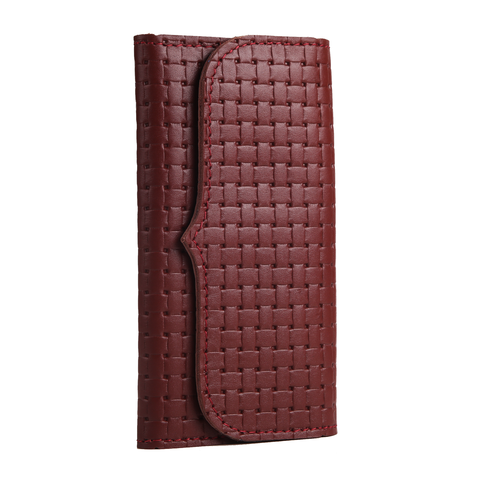 Гаманець довгий, плетений, бордовий