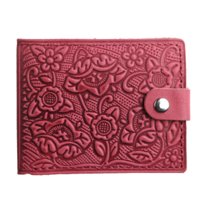 Гаманець бордовий , складений , маки