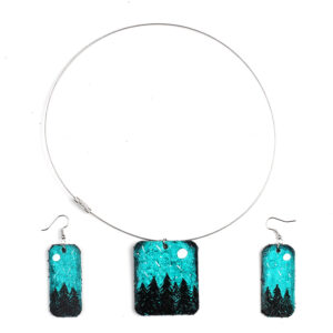 Набір кольє, сережки "Вечірній ліс"