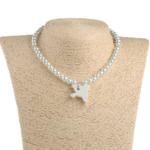 Підвіска “Горлиця” біла з перлинками