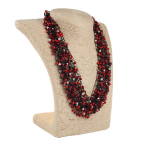 Кольє "Павутинка" червоне з чорним