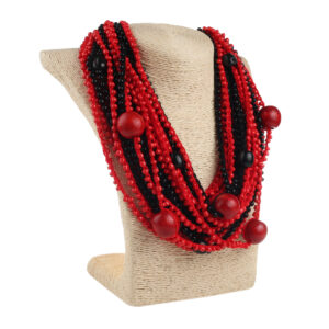 Кольє "Багате" червоне з чорним