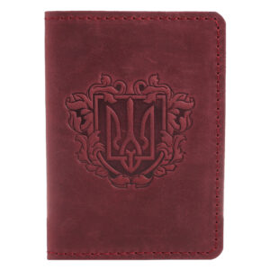 Обкладинка на паспорт бордова “Герб – орнамент”