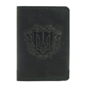 Обкладинка на паспорт зелена "Герб - орнамент"