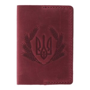Обкладинка на паспорт "Наш бренд" герб бордовий