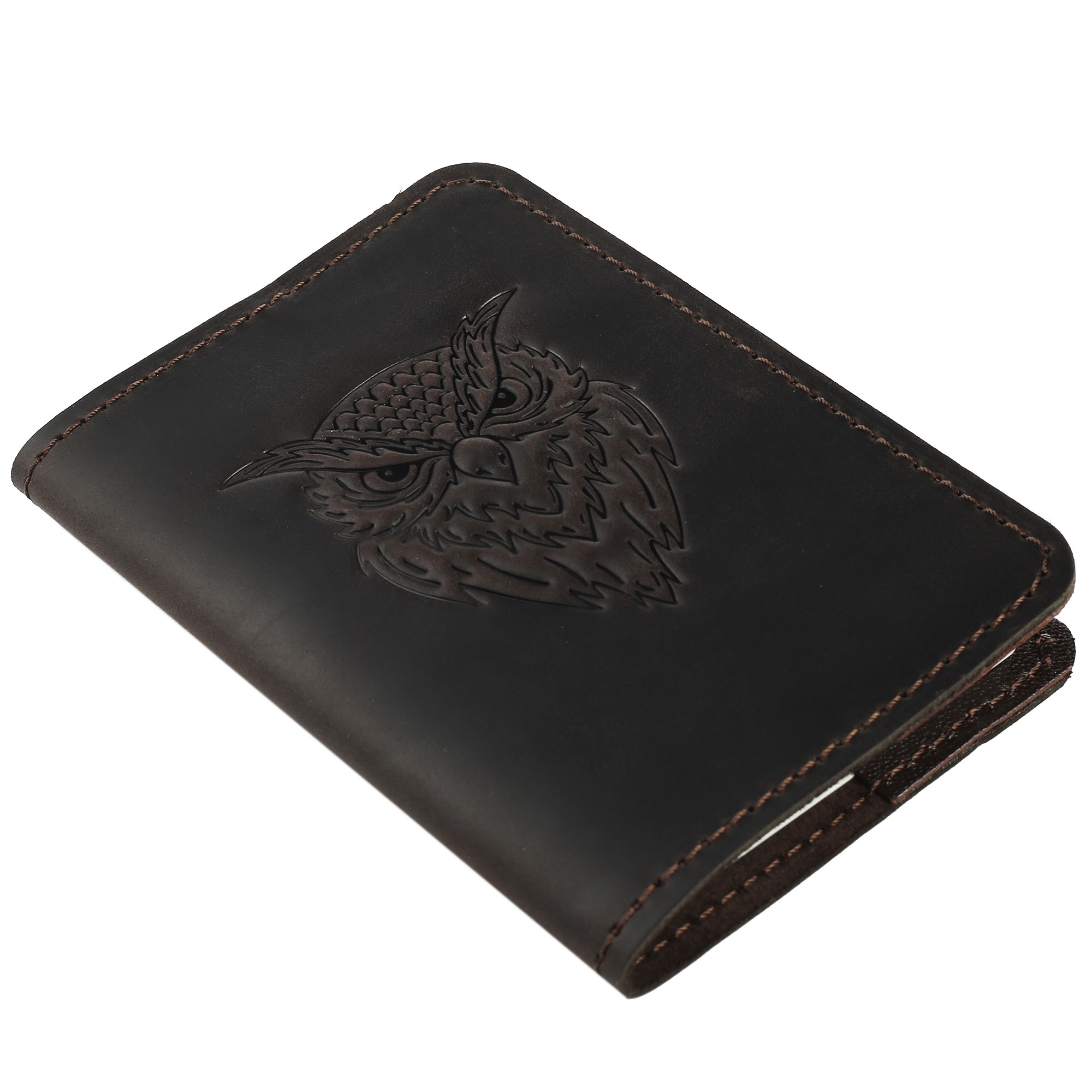 Обкладинка на паспорт коричнева “Сова”