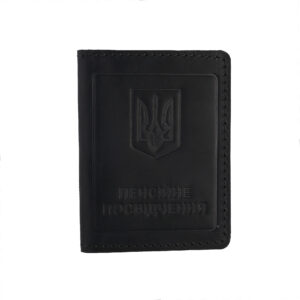 Шкіряна обкладинка на пенсійне посвідчення чорного кольору