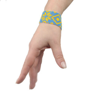 Браслет з бісеру геометрія жовто-блакитна