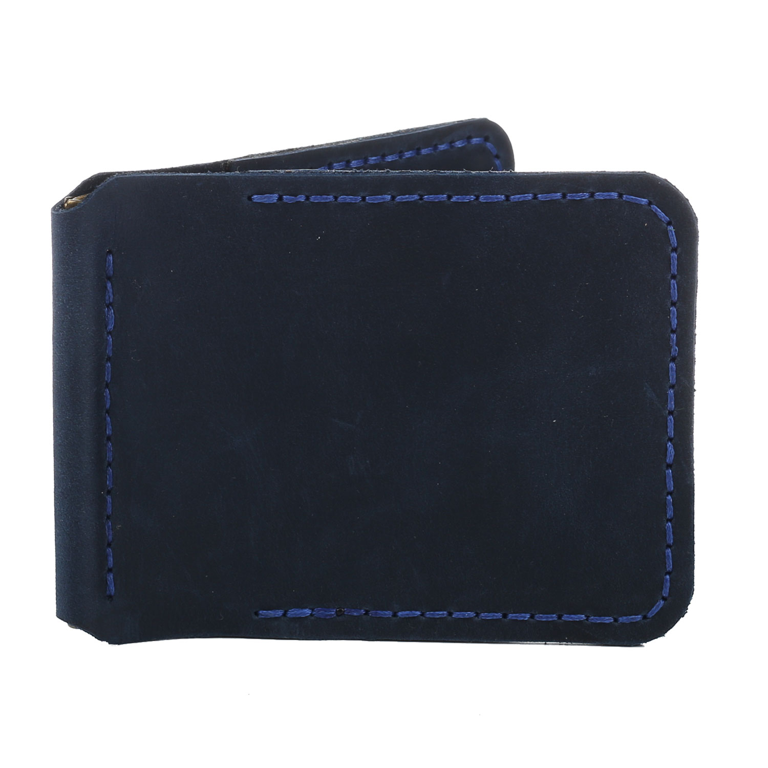 Зажим для грошей синій гладкий