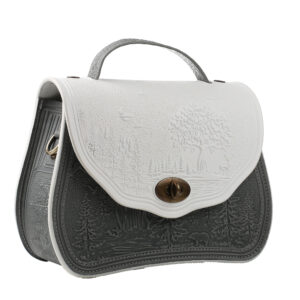 Сумка шкіряна сіро-біла “Ліс”