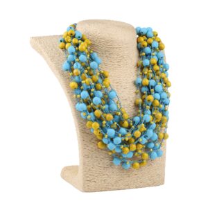 Намисто дерев'яне, блакитно-жовте (велике)